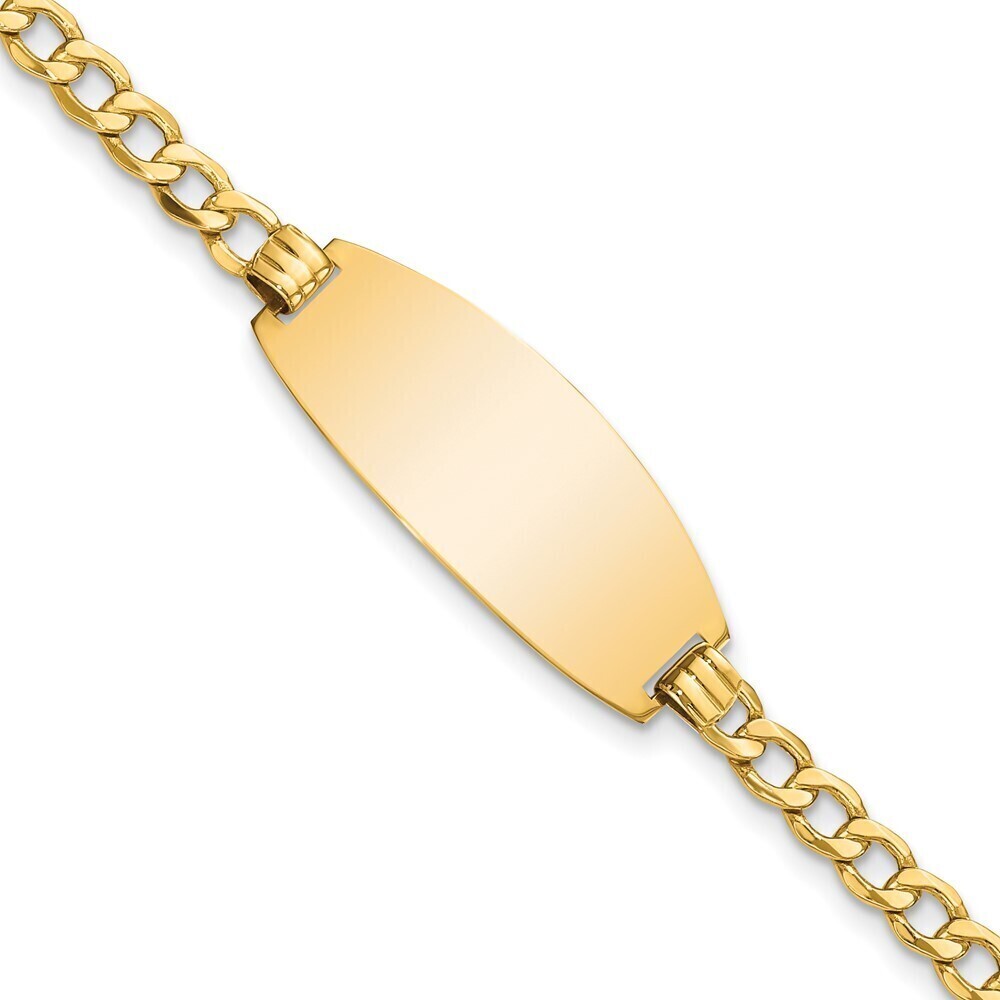 14k Yellow Gold Semi-solid Oval Curb Id Bracelet